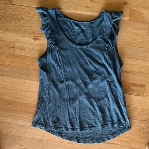 Pilcro Teal Ruffle Sleeve Tank Top